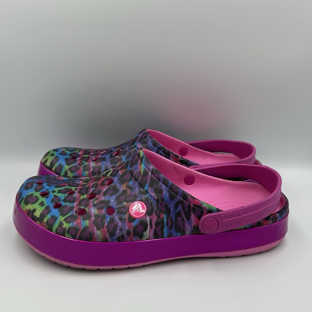 Crocs Classic Colorful Leopard Print Clogs Women's 11 Slip-On Shoes Men's 9 - Picture 6 of 10